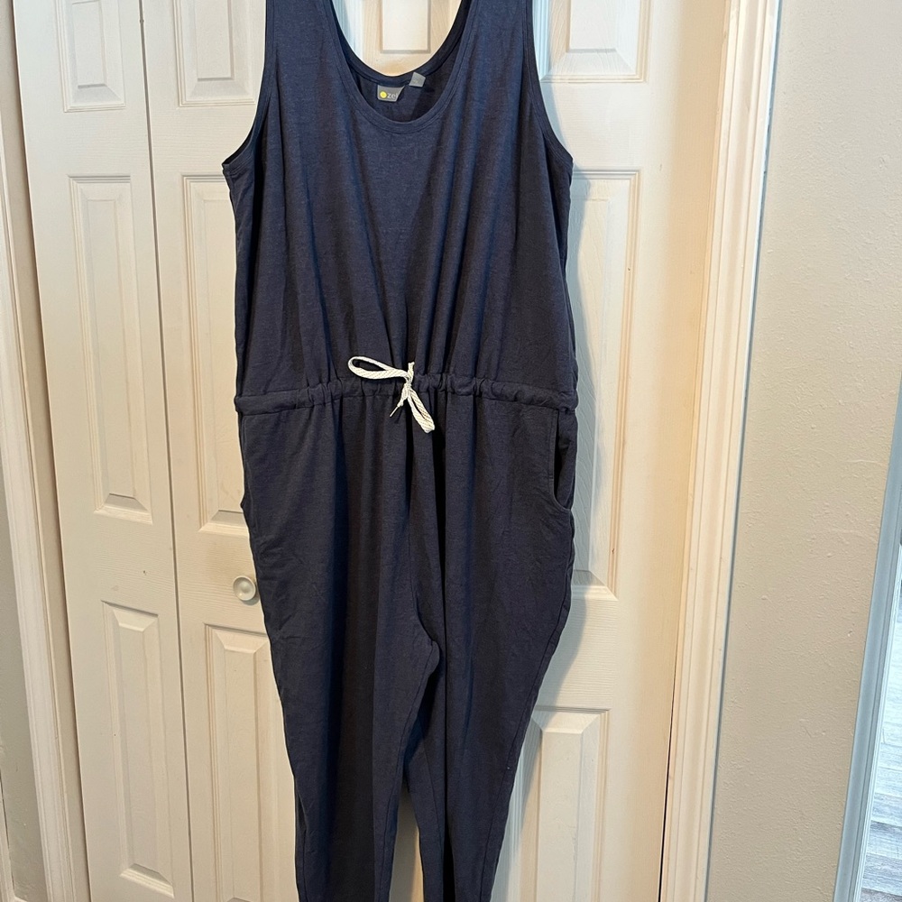 Zella Navy Sleeveless Jumpsuit with White Drawstring